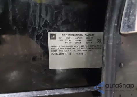 2015 Chevrolet Impala 2Lz z USA, uszkodzony, nr VIN 2G1165S38F9101818